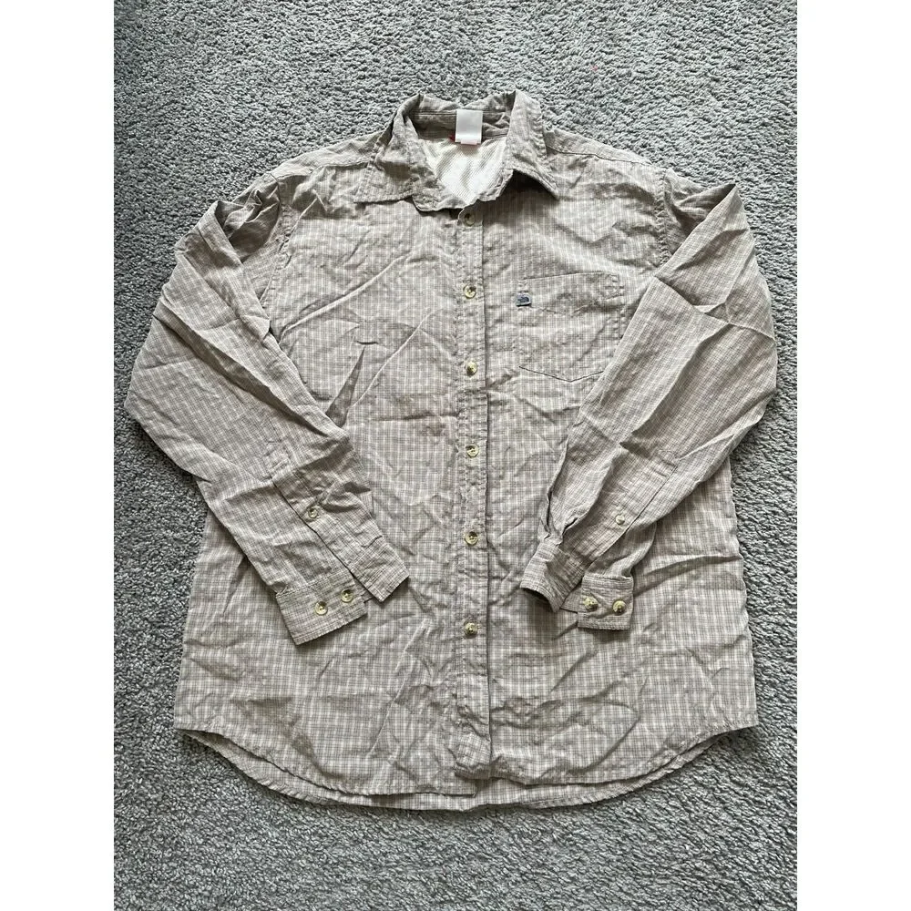 North Face Mens Long Sleeve Button Down Sz M Hiking Utility Nylon Gorpcore